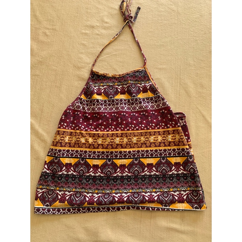 Tribal pattern halter crop top